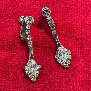 Silver and rhinestone earrings with screw on posts.